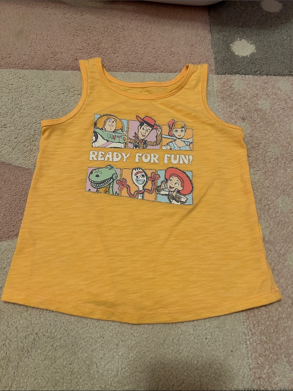 Disney Yellow Tank Top with Toy Story 'Ready for Fun' Graphic